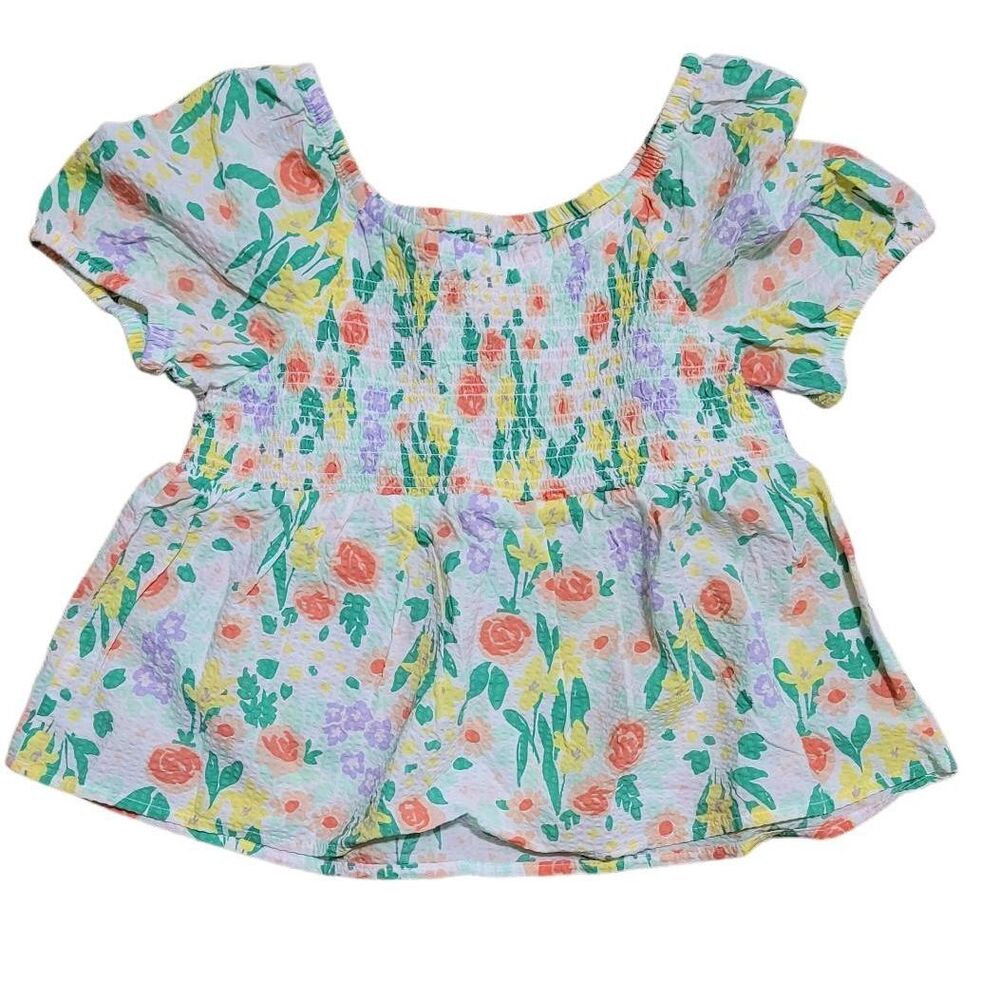 Cat & Jack Girls White Floral Top Size M 8